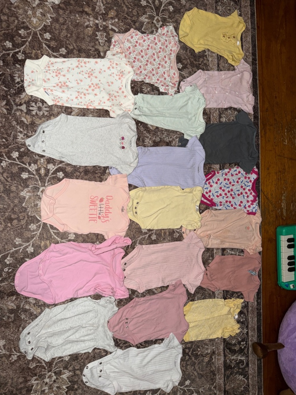 Mixed Baby Girls 3/6 Month Onesie Bundle - Pastel Floral & Solid Colors